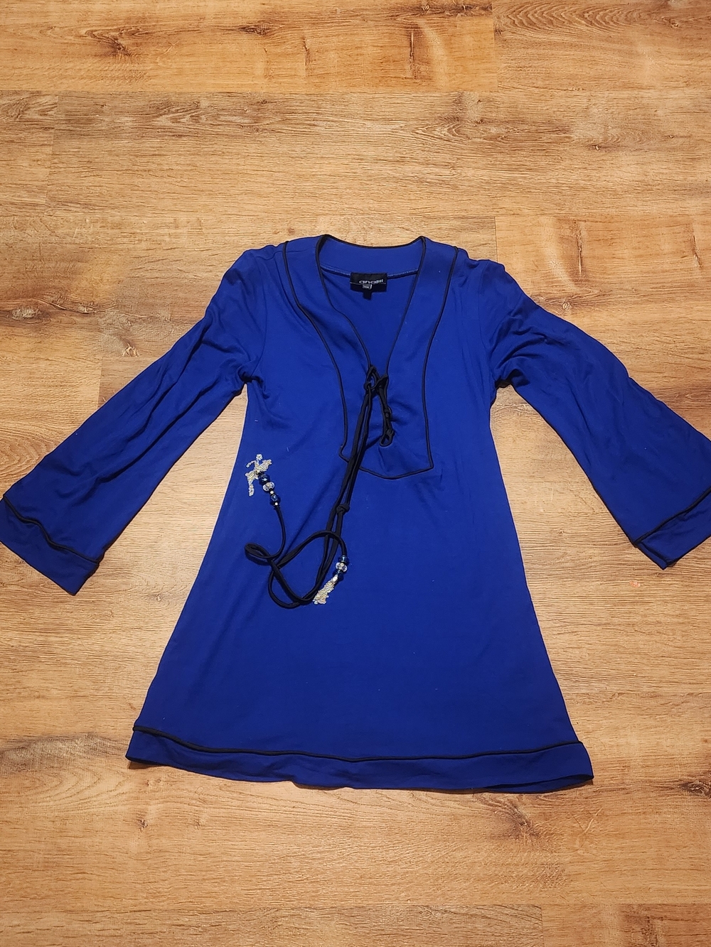 Analili Cobalt Blue V-Neck Tie-Accent Mini Dress